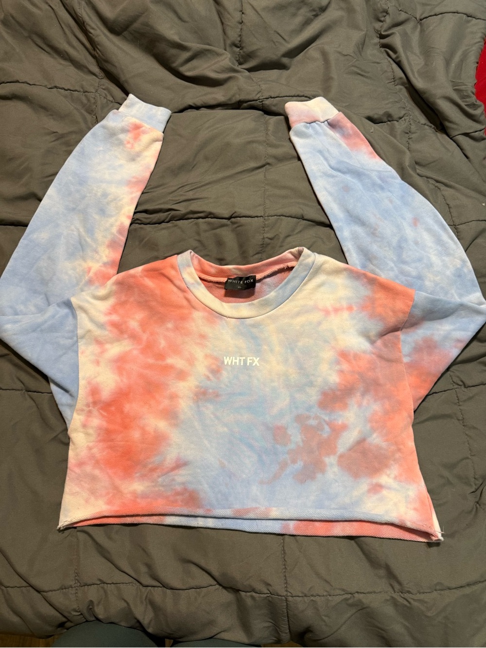 White Fox Tie-Dye Crop Sweatshirt